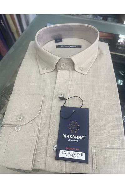 MASSARO Μακρυμάνικο λινό βαμβακερό πουκάμισο - 100% λινό