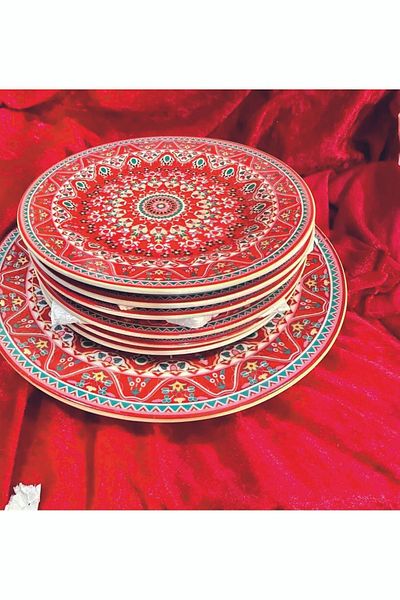 nyshediyelik Isfahan Concept Red Dream 6+1 Set Cake Plate