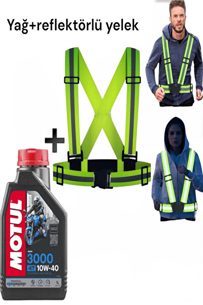 PADRİ دراجة نارية Motul 3000 10w-40 زيت دراجة نارية + سترة عاكسة قابلة للتعديل