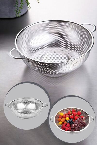 BRE HOME مصفاة مثقوبة بمقبض مزدوج من الفولاذ المقاوم للصدأ مقاس 23 سم - منتج ...