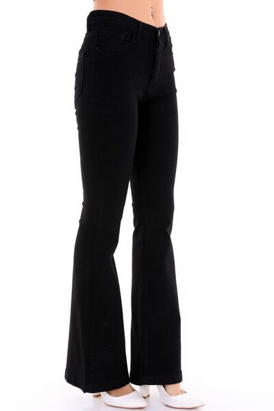 WODDİ بنطلون جينز عالي الخصر - ساق إسباني وسحاب وليكرا