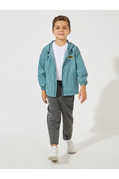 Styli Solid Patch Detail Double Deck Zipper Hooded Jacket