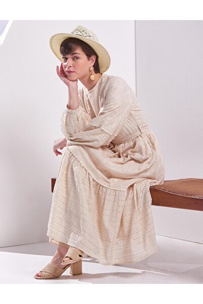 Kayra Balon Kol Brode Elbise