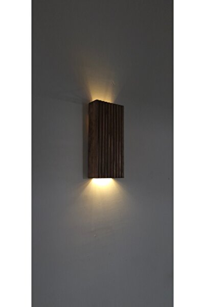 ViraHome Ahşap Dekoratif Ledli Aplik Duvar Balkon Antre Aksesuarı Otel Cafe Villa Bohem Rustik Dekor Pilhariç