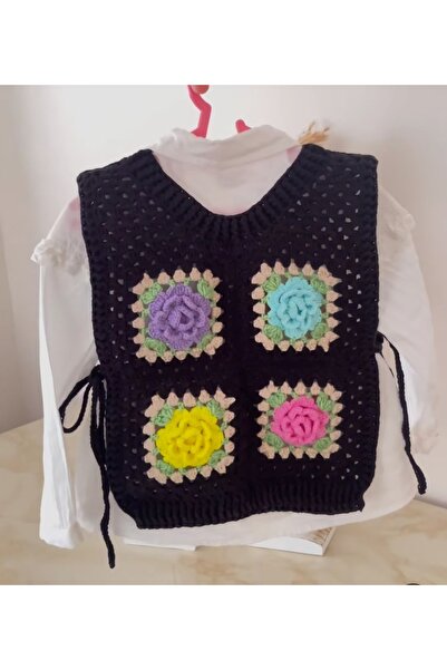 El örgüsü El Örgüsü Gül Detaylı Çocuk  Süveter