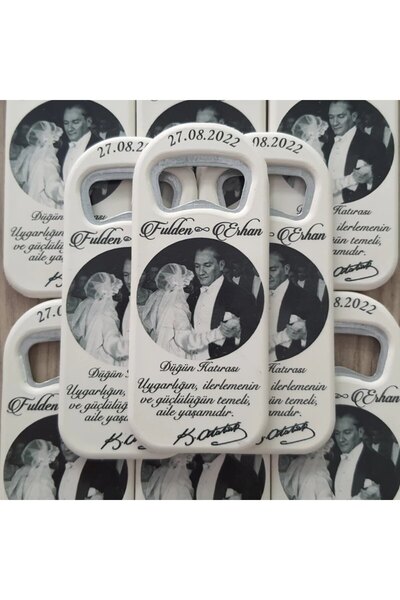Mira Baskı 25 Adet Dikdörtgen şeklinde Atatürk Desen Düğün Nikah Magnet