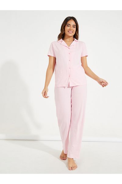 Styli Cotton Jersey Short Sleeve Shirt & Pyjama Set