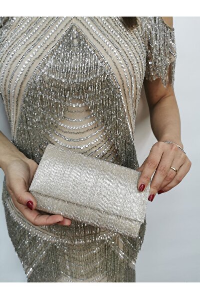 NAZART Women's Tiny Laser Gold Evening Dress Clutch Portfolio Chain Strap Handheld Wedding Engagement Night Shoulder Bag