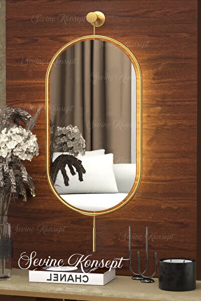 SEVİNÇ KONSEPT Led'li Serenity Gold Ayna 38 X 82 Cm, Dekoratif Antre Koridor ...