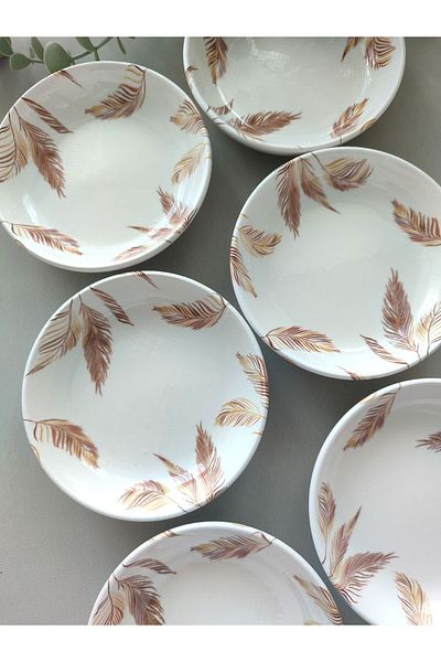 Areyma Round Breakfast Plate - Autumn Model, Set of 6