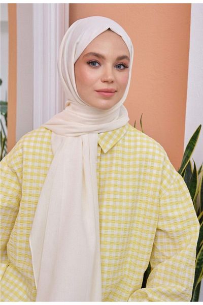 Mides scarf Hijab Cotton Kraş Cazz Shawl Model-κρέμα
