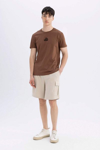 DeFacto Κοντομάνικο μπλουζάκι DFC - Crew Neck Slim Fit με στάμπα