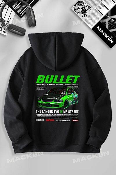 macklin Unisex Femei Bărbați Fast and Furious Bullet Suki EVO IX BACK Hanorac cu glugă cu design personalizat imprimat