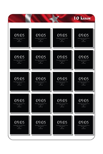 cakaybu Set de autocolante pentru Ziua de comemorare a lui Atatürk, 10 noiembrie, 1 foaie A4