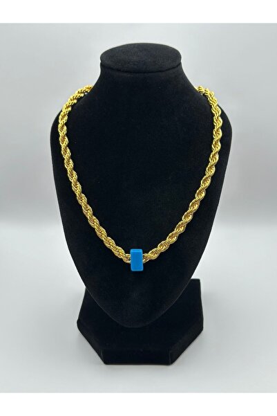 Arnes Jewelry Çelik 22 Ayar Altın Kaplama Boncuklu Burgu Kolye