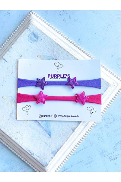 PURPLE'S BİR TUTAM MUTLULUK ربطة شعر للأطفال حديثي الولادة مكونة من نجمتين - ...