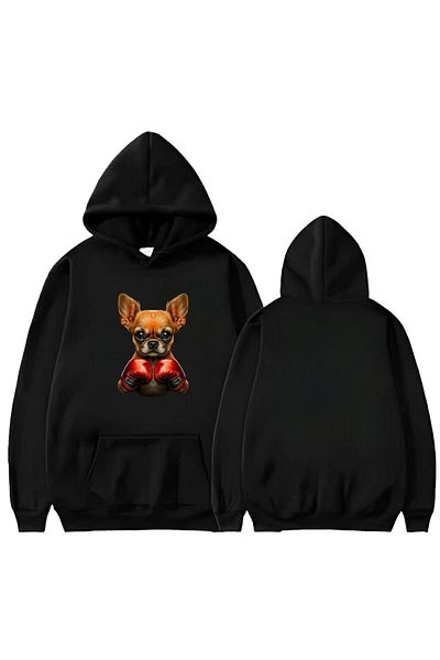 Garalio BOXER DOG PRINT HOODED SWEATSHIRT