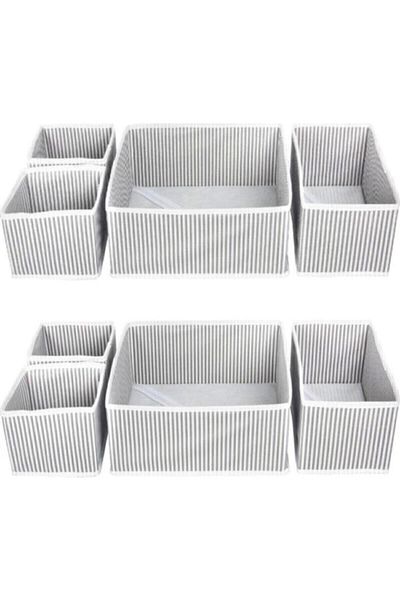 HOMELİFE EV TEKSTİL 2 Pieces of 4 Multi-Purpose In-Cabinet and Drawer Organizer Box Set