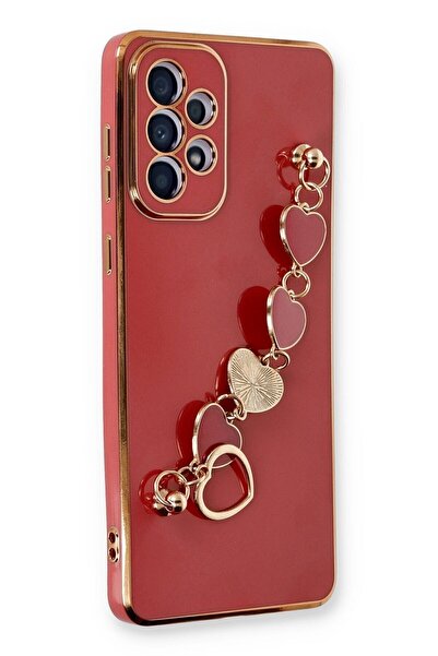 3GEN CASE حافظة سامسونج جالاكسي A33 5G متوافقة مع سلسلة قلب لطيفة وقابلة للإمساك باليد وحافظة ليزر ملونة مع حماية للكاميرا