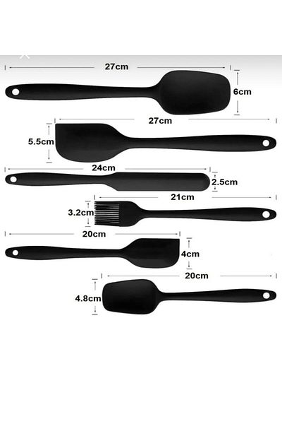 MİMOZA PARK 6-Piece Fireproof and Non-Stick Kitchen Set - Pastry, Silicone, Egg Brush, Spoon, Knife and Spatula