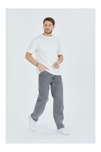 Shoppingdimoda Men's Baggy Jeans Trousers Anthracite