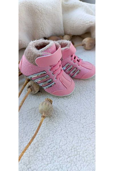 Bilge Trend Pink Fur Soft Sole Baby Girl Booties - 0-6 and 6-12 Months Compatible