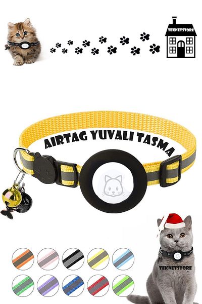 TEKNETSTORE Airtag Cat and Dog Collar with Slot Locked Safety Apparatus Airtag Case and Bell Collar GPS
