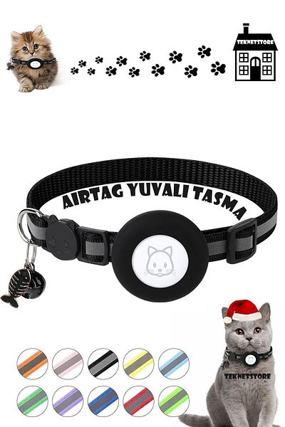 TEKNETSTORE Cat and Dog Safety Device with Airtag Slot - Lock and Gps Collar