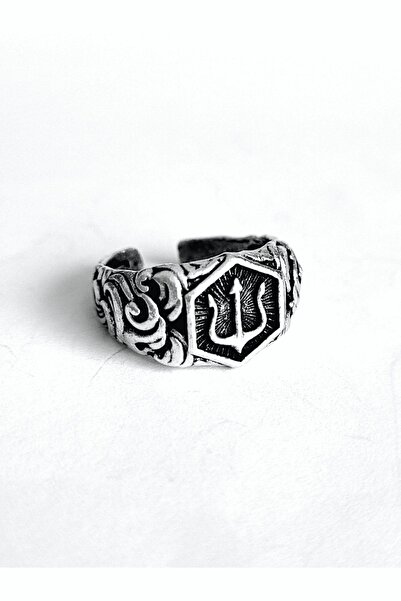 Antique Dolunay Antik Gümüş Kaplama Ayarlanabilir Poseidon 3 Uçlu Mızrak Trid...