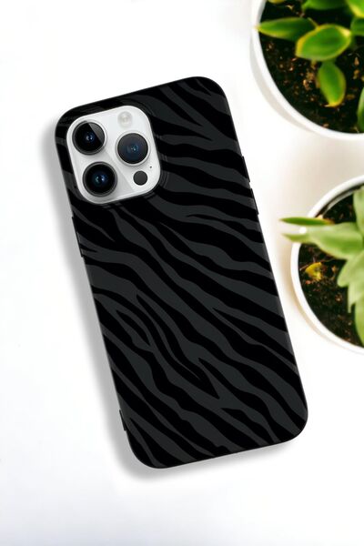 mooodcase iPhone 15 Pro Uyumlu Zebra Pattern Premium Silikonlu Lansman Telefon Kılıfı