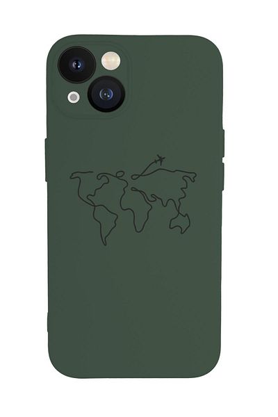 mooodcase حافظة هاتف إطلاق من السيليكون الفاخر المتوافقة مع iPhone 13 World Map Route Pattern