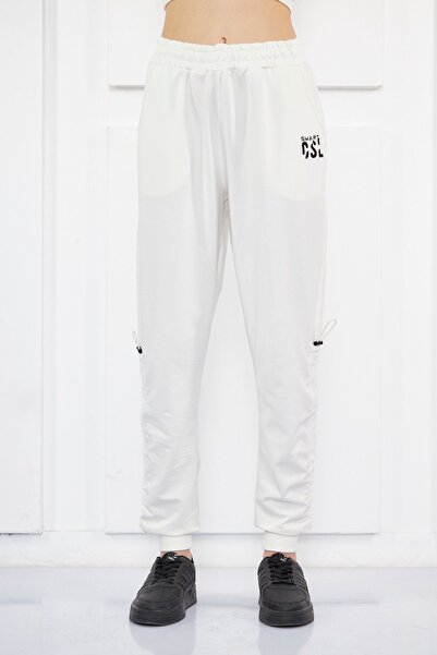 TOMMY LIFE Kadın Nakışlı Lastikli Paça Ekstrafor Detaylı Jogger Eşofman 94587...