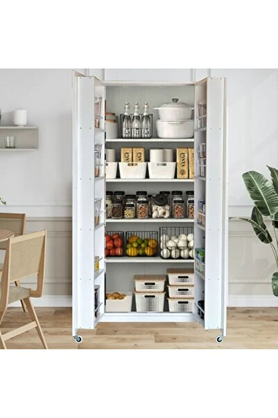 Tdesigno Hibe Çok Amaçlı 90 Derece Açılabilir 2 Kapaklı Kiler Erzak Mutfak Do...