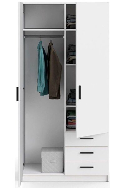 Tdesigno Mimoza Giyinme Dolabı - Çok Amaçlı Dolap - Gardırop 90 Cm-2 Kapaklı-...