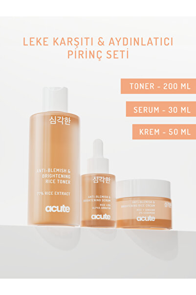 Acute Leke Karşıtı ve Aydınlatıcı Pirinç Cilt Bakım Seti (TONİK+SERUM+KREM)