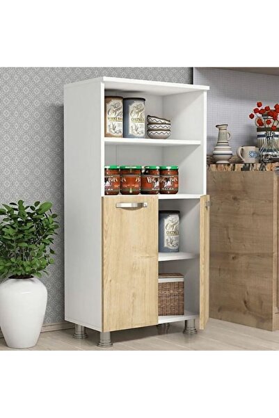 Tdesigno Tez Çok Amaçlı Dolap,4 Raflı, 2 Kapaklı Mutfak Dolabı Kiler Dolabı B...