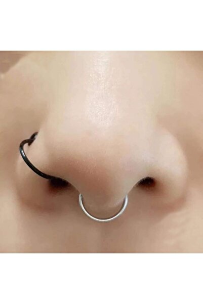 Genel Markalar Fake Piercing-küpe 2'li Gümüş Renk Sıkıştırmalı 316l Paslanmaz Çelik (kulak-burun-dudak)