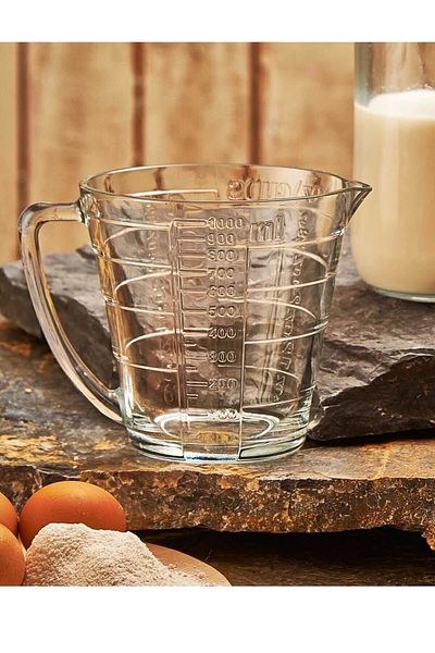 Paşabahçe 1000Cc Glass Measuring Cup - Embossed Number, New Model