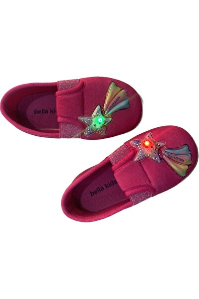 AkınalBella kız çocuk pembe ışıklı kaymaz taban ev ayakkabısı panduf