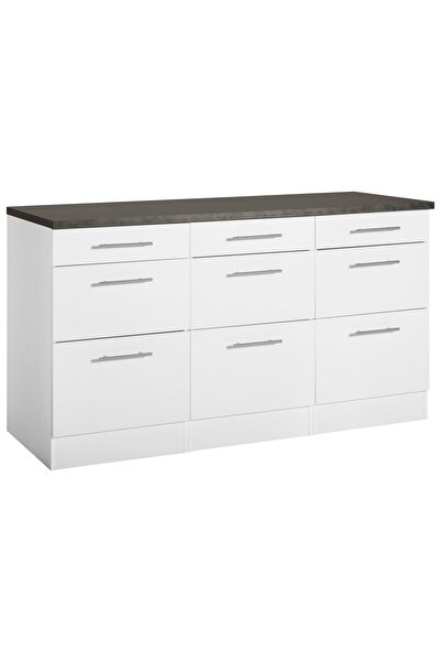 Tdesigno Anita Mutfak Çekmeceli Alt Modül 180 cm Beyaz Tezgah Dahil Td-ari-011