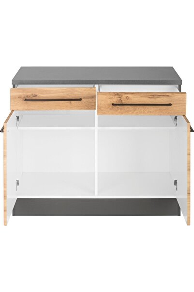 Tdesigno Odin Mutfak Çekmeceli Alt Modül - Dolap 100 Cm Antrasit-meşe/ Tezgah Dahil