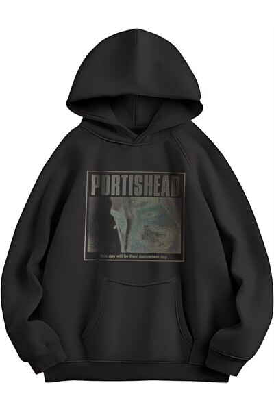 MAYDAY CULTURE Μαύρο φούτερ Portishead με τρεις κλωστές, ριγέ, unisex, φαρδιά...