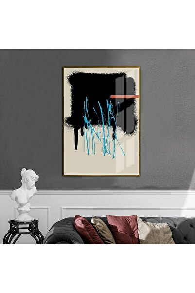 Harikabirev HARİKABİREV | ROZ-CREM-ALBASTRU MARIN MODEL ABSTRACT 3 | TABLĂ DE STICLA TEMPLATĂ CU CADRU, SIMPLE, VERTICALĂ