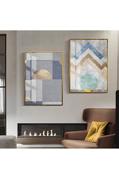 Harikabirev HARİKABİREV | COMBINAT DE ABSTRACTE CU MODELE ALBASTRU-GRI-GALBEN...