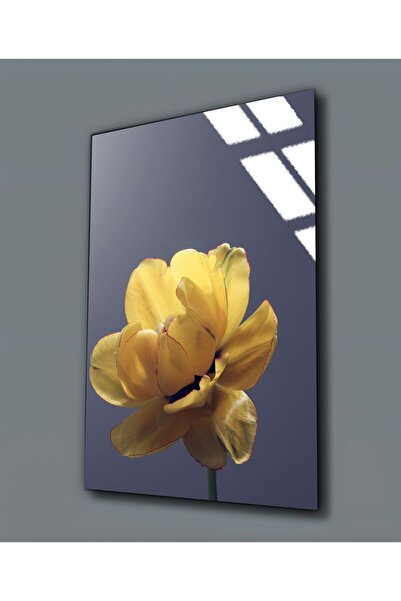 Harikabirev HARİKABİREV | PIEȚĂ DE STICLA (TEMPERATĂ) GALBENĂ CU FLORI 01 | T...