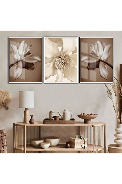 Harika bir ev Hari̇kabi̇rev | Soft-Brown Flower Combination 6 | Framed Temper...
