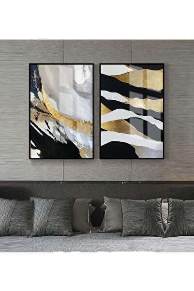 Harika bir ev Hari̇kabi̇rev | Gray-Gold Combination Abstract Shapes 6 | Frame...