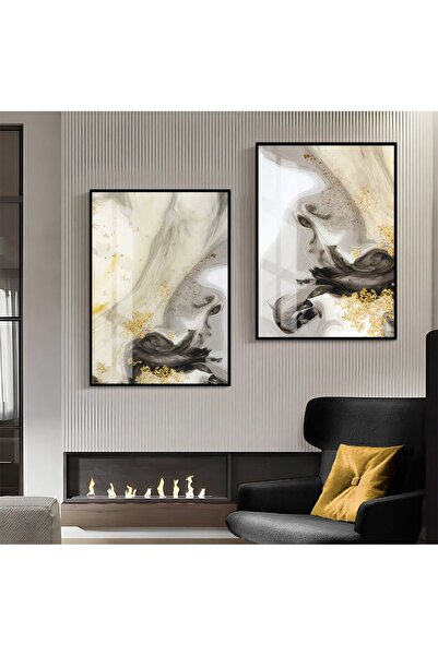 Harikabirev HARİKABİREV | COMBINAT DE ABSTRACTE CU MODELE AUR-GRIS-ALB 003 | ...