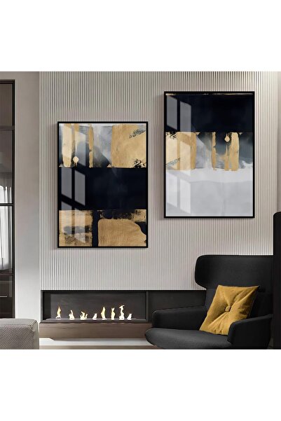 Harikabirev HARİKABİREV | COMBINAT DE FIGURĂ ABSTRACTĂ GRAY-GOLD-BLACK 01 | T...