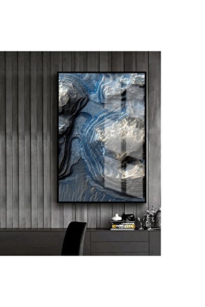 Harika bir ev HARİKABİREV|SİYAH-BEYAZ-MAVİ SOYUT TABLO 1 |ÇERÇEVELİ TEMPERLİ ...